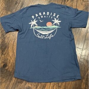 Salt Life T-shirt Womens Medium Blue Short Sleeve Fishing Ocean‎ Beach Relax